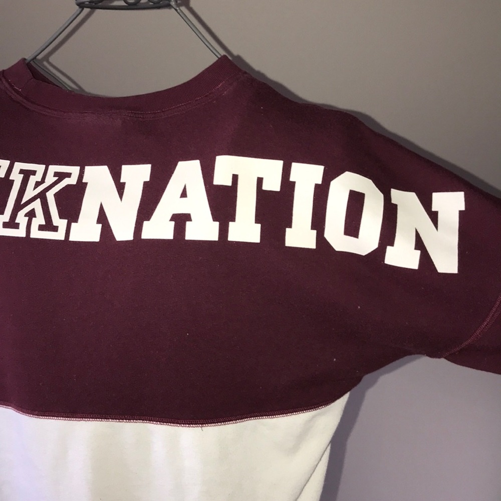 “PINK” Burgundy and White Long-Sleeve Shirt - Picture 2 of 7